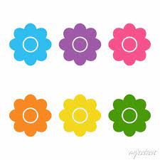Set Of Cute Flat Icon Flower Icons In