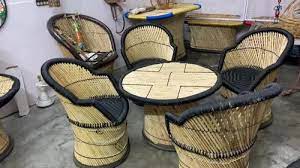 Natural Bamboo Mudha Furniture Set Of 3
