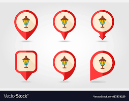 Garden Lantern Flat Pin Map Icon