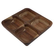 Wooden Serving Dish Square 4 Slots