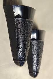 Art Deco Ebony Black Glass Wall Pocket