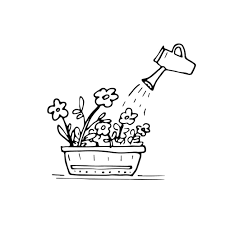 Handdrawn Watering Flowers Doodle Icon