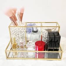 Glass Brass Rectanglular Glass Makeup