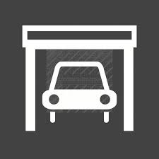 Car In Garage Glyph Inverted Icon