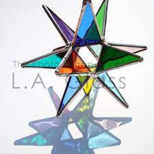Stained Glass Rainbow Moravian Star For