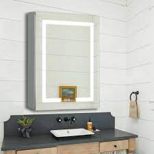 20 In W X 26 In H Large Rectangular Silver Glass Recessed Surface Mount Medicine Cabinet With Mirror Left Open