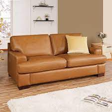 Naomi Home Siggy Genuine Leather Square Arm Loveseat Color Tan