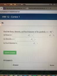 Solved Hw 12 Conics 1 19 Find An