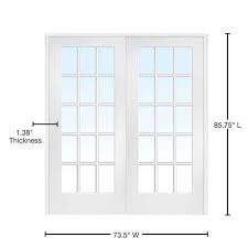 Mmi Door 72 In X 84 In Both Active Primed Composite Glass Clear Glass 15 Lite True Divided Prehung Interior French Door