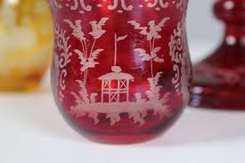 Bohemian Crystal Glass Set In Ruby Red