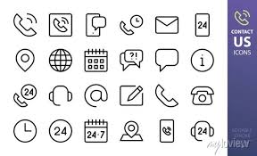 Contact Us Isolated Icons Set Set Of