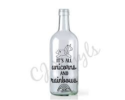 Unicorns Rainbows Wine Bottle Vinyl