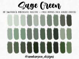 Sage Green Procreate Palette 30 Colors