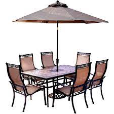 Hanover Monaco 7 Piece Dining Set With 9 Table Umbrella And Umbrella Stand