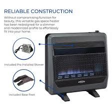Bluegrass Living 30 000 Btu Natural Gas Vent Free Blue Flame Gas Space Heater With Blower And Base Feet Grey