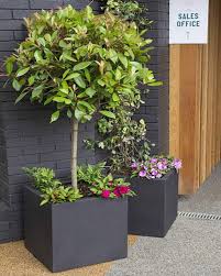 Fiberstone Charcoal Square Sigma Planters