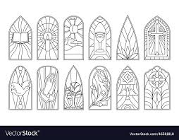 Stained Glass Outline Icon Set