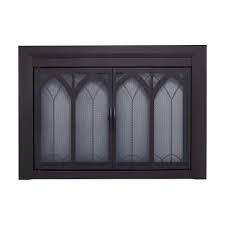 Black Glass Fireplace Doors