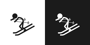 Snow Skiing Icon Pictogram Vector