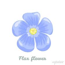 Cartoon Blue Flax Flower Isolated On