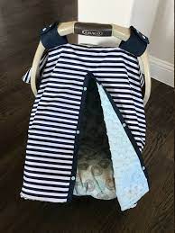 Baby Car Seat Cover Navy Stripe With