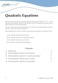 Quadratic Equations