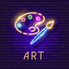 Art Palette Neon Sign Drawing Lesson