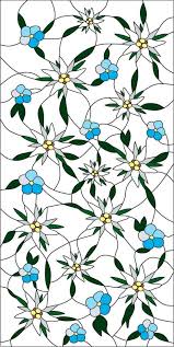 Blue Plants For Glass Painting Pattern