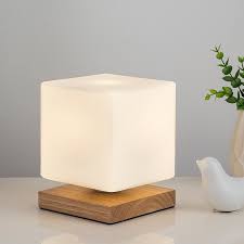 Modern Glass Shade Table Lamp Wooden