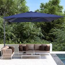 Casainc 11 Ft Square Cantilever Hydraulic Lifting Large Offset Outdoor Patio Umbrella In Blue Without Base