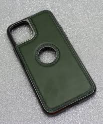 Green Leather Finish Cover For Iphone
