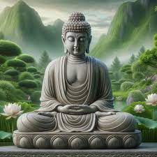 Serene Buddha Statue In Tranquil Garden