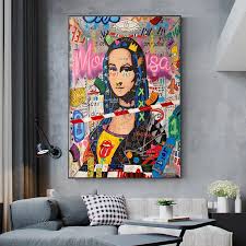 Mona Lisa Graffiti Canvas Poster Print