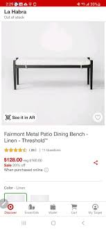Fairmont Metal Patio Dining Bench