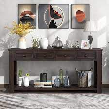 Black Grange Regency Console Table With 4 Drawer