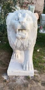 White Marble Lion Sculpture For
