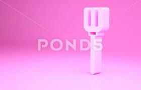 Pink Garden Pitchfork Icon Isolated On