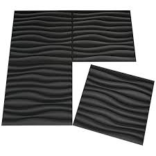 Art3dwallpanels Wave 19 7 In X 19 7 In Black Pvc 3d Decorative Wall Panels For Bathroom Bedroom 12 Pack Matt Black