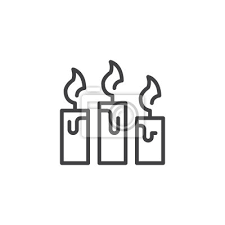 Three Burning Candles Outline Icon
