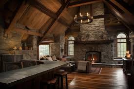 rustic cabin with exposed wooden beams