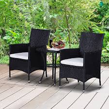 3pc Rattan Furniture Bistro Set Garden