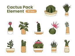 2d Cactus Pack Element Concept Modern