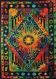 Cotton Square Hippie Mandala Sun And