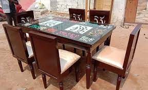 Wooden Rectangular Dining Table With