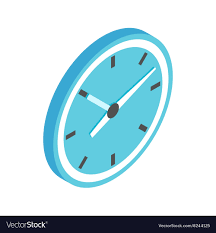 Blue Wall Clock Icon Isometric 3d Style