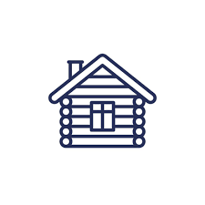 Log Cabin Line Icon Wooden House
