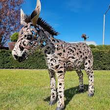 Buy Cute Donkey Statue Metal Garden Art