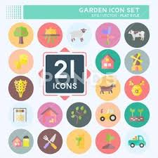 Garden Icon Set Suitable For Education