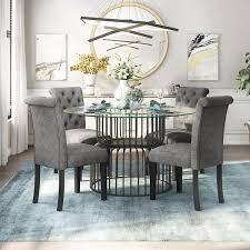 Round Glass Top Gray Dining Set