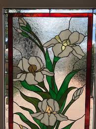 Iris Stained Glass Window With Frame